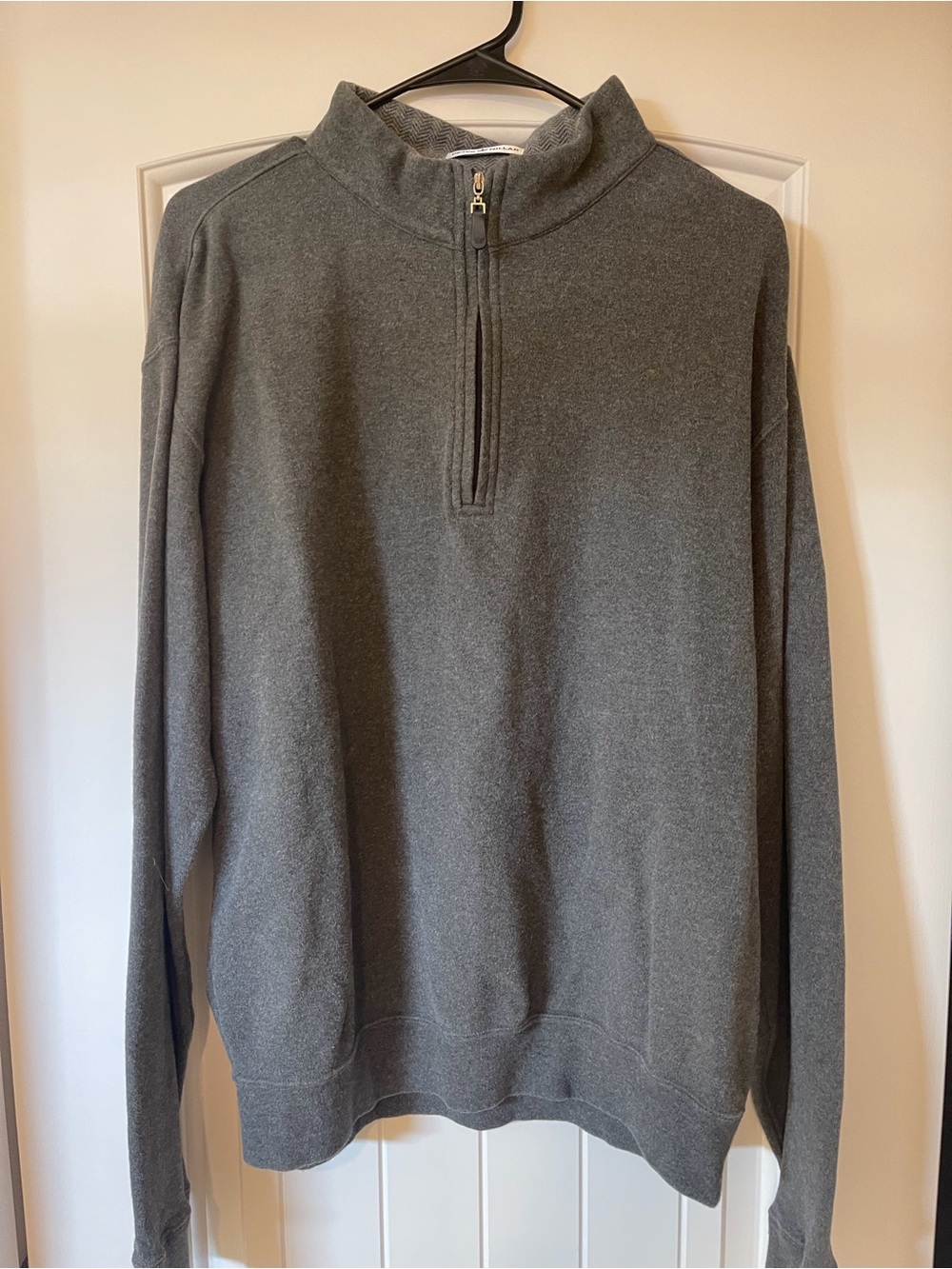 Men's Peter Millar Gray Quarter-Zip Sweater Pullover